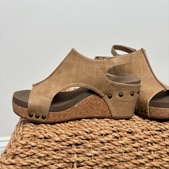 Boutique by Corkys - Carley Wedge Sandal Shoes Tan Open Toe Womens 8 - Picture 8 of 13